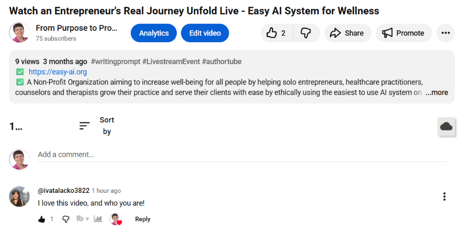 YT channel feedback by member Iva talacko
